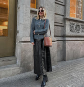 High Waist A Hem Split Skirt