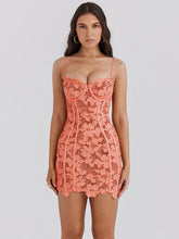 Embroidered Floral Lace Mini Dress