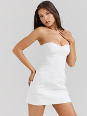Strapless Twill Mini Dress