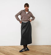 Matte Leather Slit A Swing Skirt