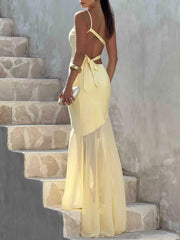 One Shoulder Ruffle Midi Dress In YelLow