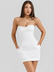 Strapless Twill Mini Dress