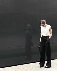 Drape Wide-Leg Suit Trousers