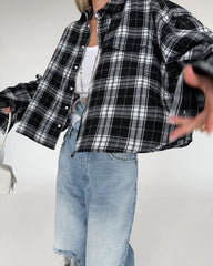 Long Sleeve Plaid Button Blouses