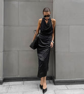 Satin Cocktail Party Maxi Dresses