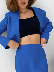 Solid Color Jacket Split Short Skirt Two Piece Suit