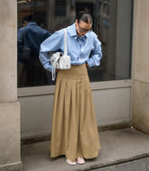Pleated Maxi Skirt With High Waist And Lateral Zip