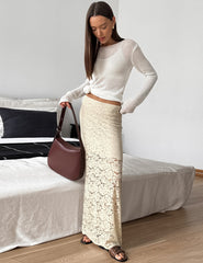 lace Stitching Low Waist Hip-Covering Long Skirt