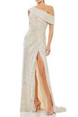 Sequined Drop Shoulder Gown