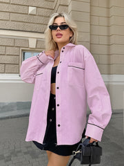 Striped Long Sleeve Slim Fit Contrast Color Shirt