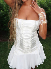 Strapless Lace Up Mini Dress