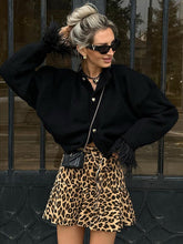 Leopard A-Line Mini Lace-Up Skirt