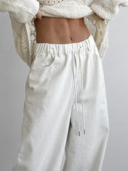 Drawstring Wide-leg Casual Pants