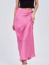 High Waist Flowing Satin Long Skirts