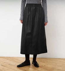 Matte Leather Slit A Swing Skirt