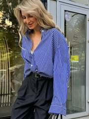 Pinstripe Breasted Loose Shirt
