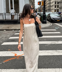 Cotton Linen Suspender Neck Dress