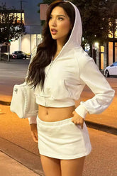Cropped Hoodie & Mini Skirt Two Piece Set