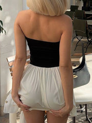 Splice Sleeveless Pleated Mini Dress