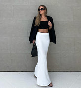 Contrast Color Satin Fishtail Skirt