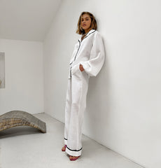 Pure White Cotton Pajama Set