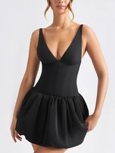 Lace-Up Bubble Hem Corset Micro Mini Dress