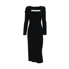 Colorblock Split Hem Long Sleeve Midi Dress