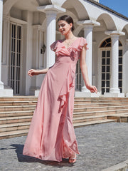 Ruffled Maxi Dress In Pink