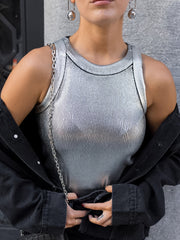 Slim Silver Pullover Tank Top
