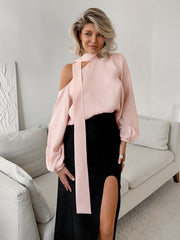 Off-the-shoulder Irregular Collar Shirt
