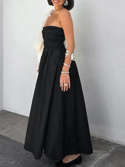 Smocked Backless Tube Midi Dress