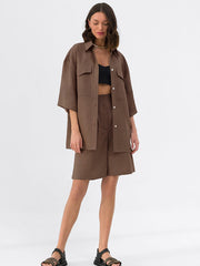 Three-Quarter Sleeves Shirt With Shorts Co-Ords Set