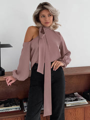 Off-the-shoulder Irregular Collar Shirt