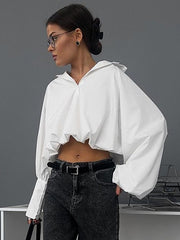Navel Asymmetric Sleeves Shirt