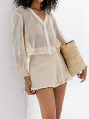 Two-piece Mesh Shirt And Shorts Loose