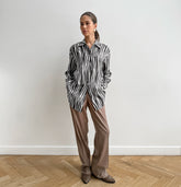 Printed Zebra Print Long Sleeves Shirt