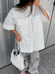 Minimalist Pure Color Short Sleeve Loose Blouses