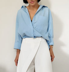 Asymmetrical White Casual High-Waisted Wide-Leg Pants