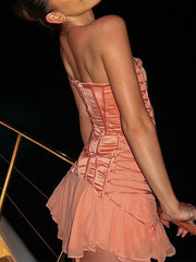 Strapless Lace Up Mini Dress