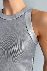 Slim Silver Pullover Tank Top
