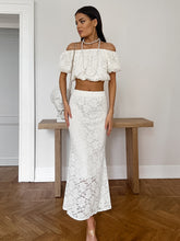 Off-Shoulder Cropped Top And Lace Skirt Set