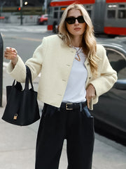 Short O-neck Single Breasted Cropped Coat