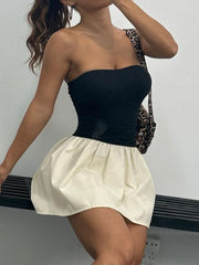 Splice Sleeveless Pleated Mini Dress