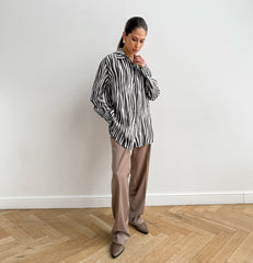 Printed Zebra Print Long Sleeves Shirt