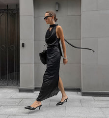 Satin Cocktail Party Maxi Dresses