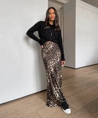 Vintage Leopard Print Long Skirt