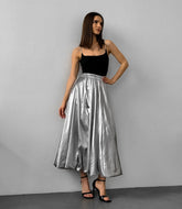 SIlver High Waist Maxi Skirt