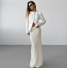 Lace High Waist Slit Skirt