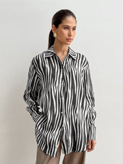 Printed Zebra Print Long Sleeves Shirt