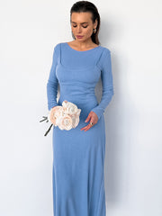 Elegant Stretch Straight Autumn Slit Maxi Dress